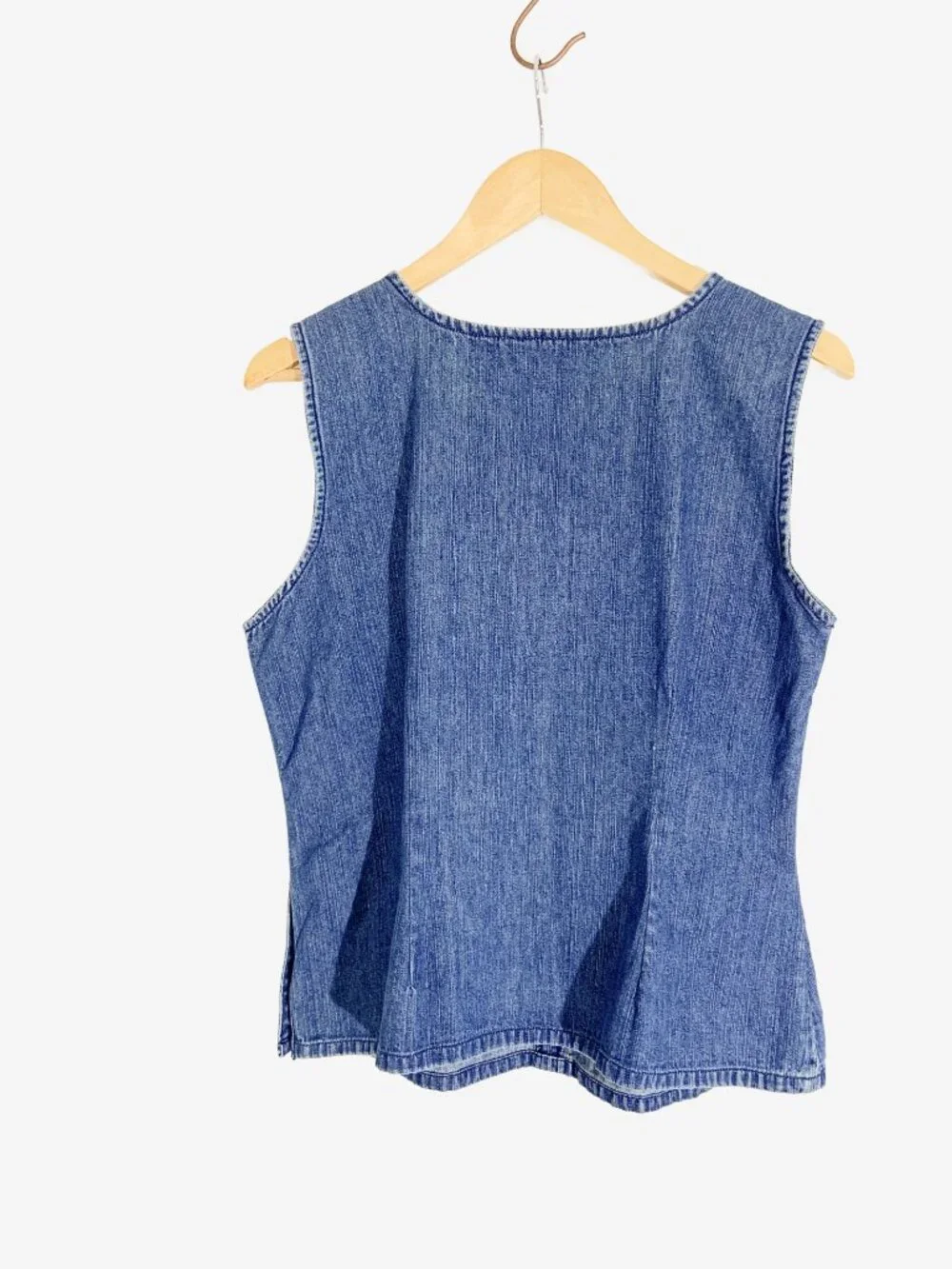Vintage Sleeveless Denim Top with Side Seam Button Closure / size L-XL - Picture 9 of 11